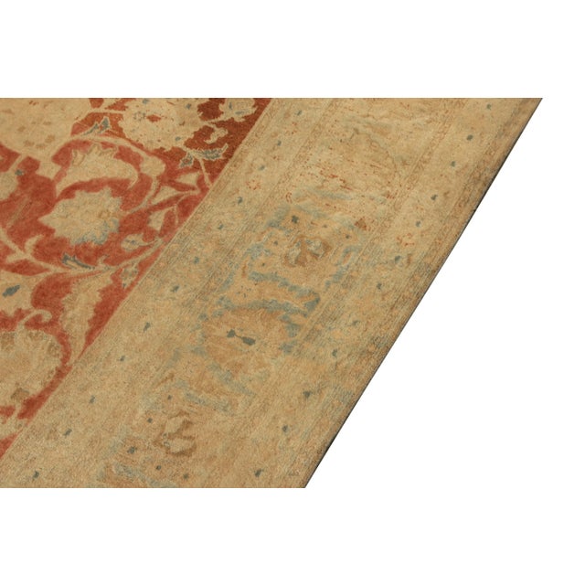 1920s Antique Persian Tabriz in an All Over Beige,Blue,Orange Medallion Pattern For Sale - Image 5 of 7