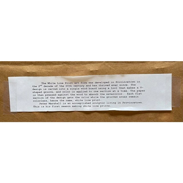 Original Peter S Marshall 'provincetown Cottage' White Line Woodcut - Cape Cod For Sale - Image 10 of 11