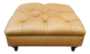 Vanguard Furniture Co Chesterfield Style Tan Tufted Leather Upholstered Ottoman