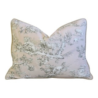 Blush Pink French Farmhouse Countryside Toile Feather/Down Pillow 24" X 18" For Sale