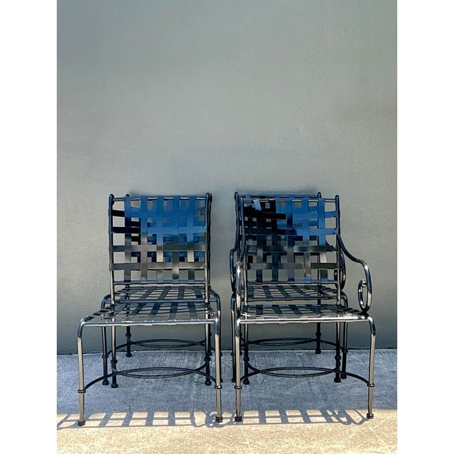 Late 20th Century Vintage Brown Jordan Wrought Iron “Florentine” Dining Chairs - Set of 4 For Sale - Image 5 of 12