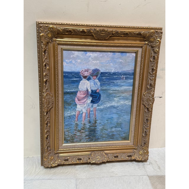 Robert Hamman Beach Day Original Oil Painting, Signed For Sale - Image 9 of 12