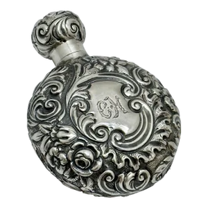 Fine Antique Victorian Sterling Silver Chatelaine Flask by Noted Birmingham England Maker Deakin & Francis Circa 1888