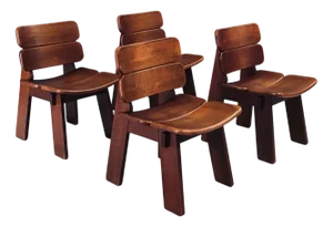Constructivist Oak Dining Chairs, Belgium, 1960s, Set of 4