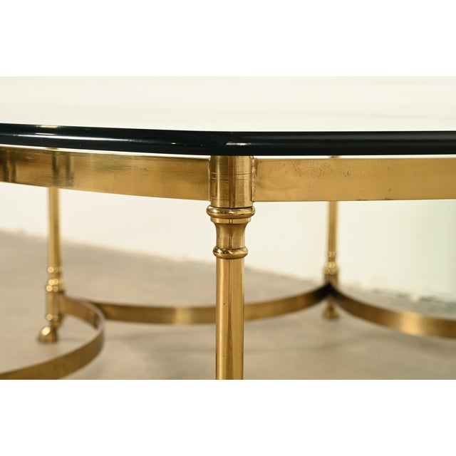 LaBarge Hollywood Regency Brass and Glass Hooved Feet Cocktail Table, Circa 1960s For Sale - Image 9 of 14