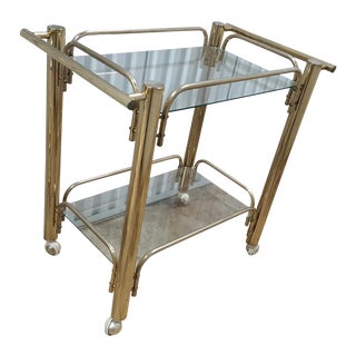 Brass and Glass Bar Cart For Sale