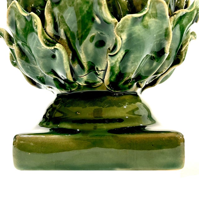 Early 21st Century Vintage Majolica Green Faience Artichokes - A Pair For Sale - Image 5 of 13