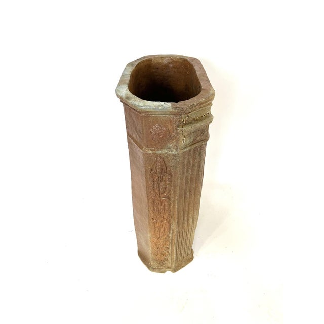 Terracotta Water Fountain with Floral Decoration and Medici Cup, 19th Century For Sale - Image 9 of 14