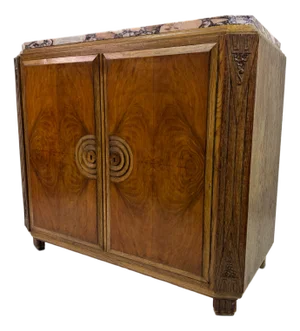 Art Deco Cabinet with Marble Top, France, 1930s