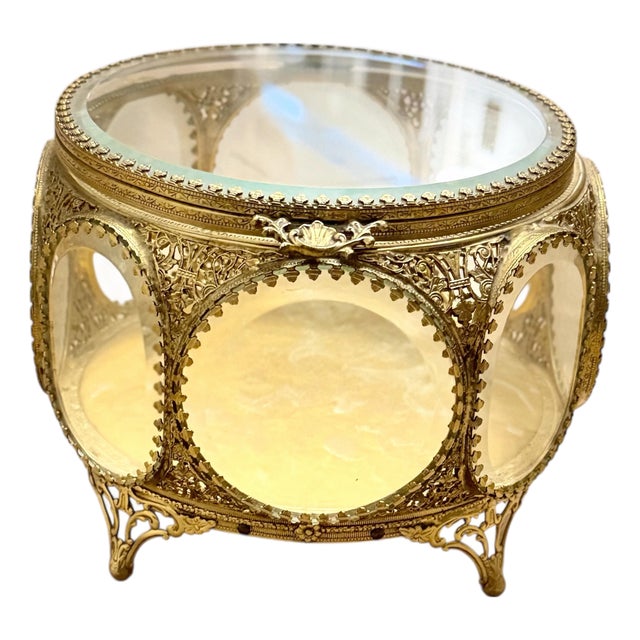 Vintage French-Style Ormolu and Glass Vitrine / Jewel Casket, Early 20th Century For Sale