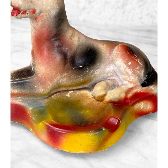 Antique Traditional Chalkware Great Dane Dog Ashtray For Sale - Image 6 of 9
