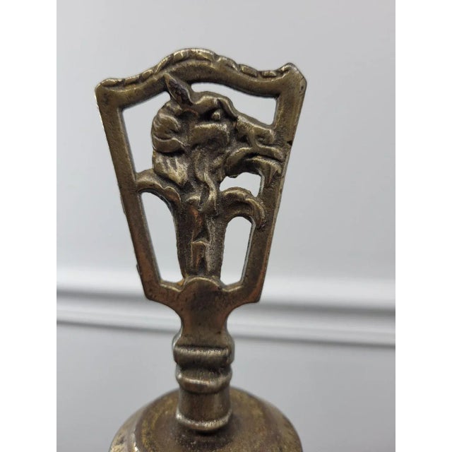 Vintage Brass Arrow Base & Ram Head Finial Dual Light Table Lamp For Sale - Image 4 of 11