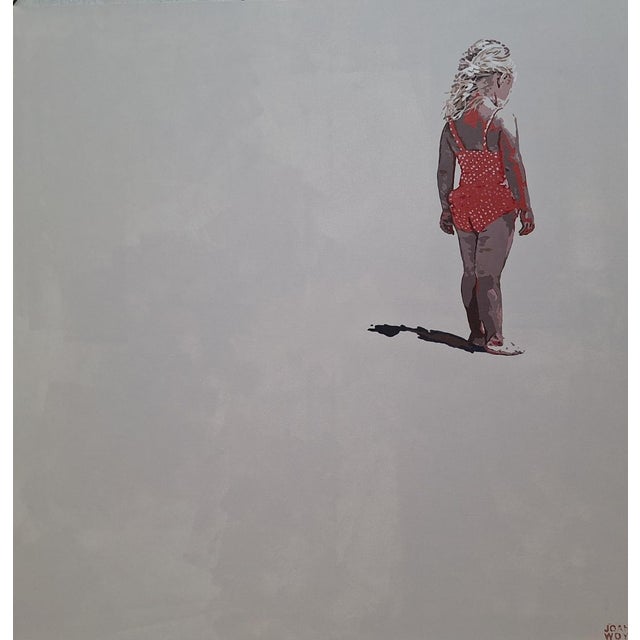 Early 21st Century Joanna Woyda, The Beach: Girl in Red, 2025, Acrylic on Canvas For Sale - Image 5 of 5