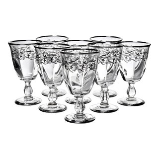 Mid 20th Century Floral Sterling Overlay Goblets - Set of 8 For Sale