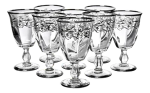 Mid 20th Century Floral Sterling Overlay Goblets - Set of 8