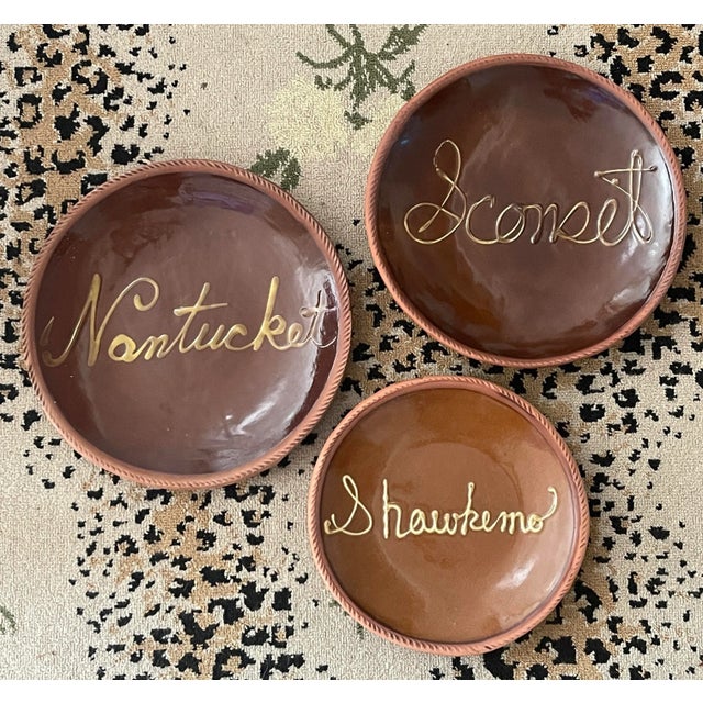 American Antique Nantucket Redware Pottery Plates - Set/3 For Sale - Image 3 of 11