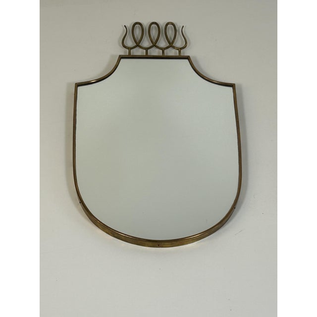 Gio Ponti Vintage Mirror with Brass Edge by Gio Ponti, 1950s For Sale - Image 4 of 12