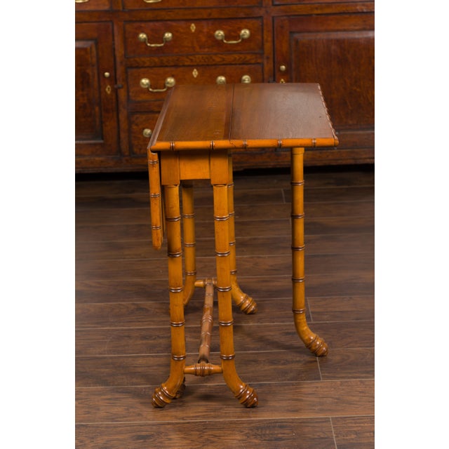 English Walnut Drop-Leaf Table with Faux-Bamboo Base, circa 1900 For Sale - Image 12 of 12