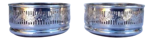 Vintage C.1950's English Apollo Silver Plate & Wood Wine Caddy's - Set of 2