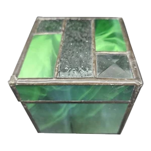 Vintage Stained Glass Lidded, Trinket Box, Signed Tim Foord