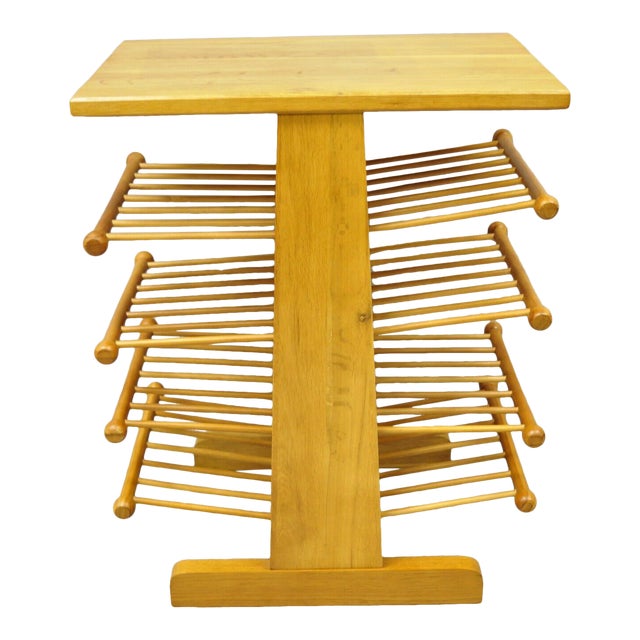 20th Century Levenger Mid Century Spindle Wood Magazine Book Rack Side