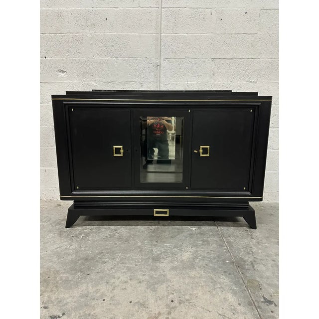 Classic French Art Deco Sideboard Credenzas Bar Marble Top 1940s For Sale - Image 6 of 12