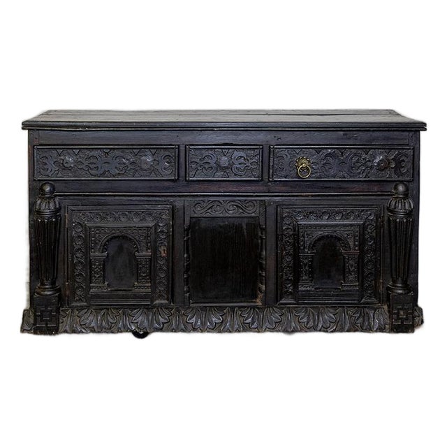 19th Century Carved Oak Sideboard Buffett For Sale