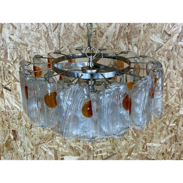 1960s Large Murano Glass and Chrome Chandelier, 1960s For Sale - Image 5 of 13