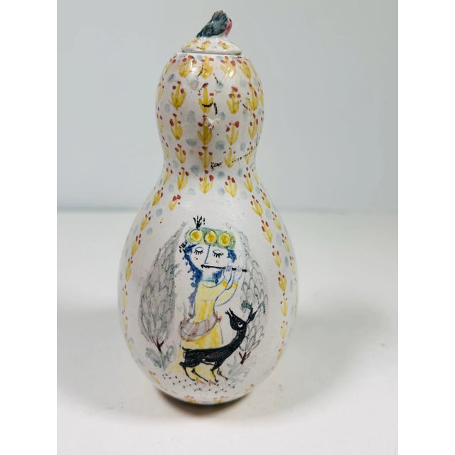 Mid-Century Modern Bjørn Wiinblad Ceramic Figure Vase W/Lid Signed by Artist Rare HTF #204 1951 5” For Sale - Image 3 of 11