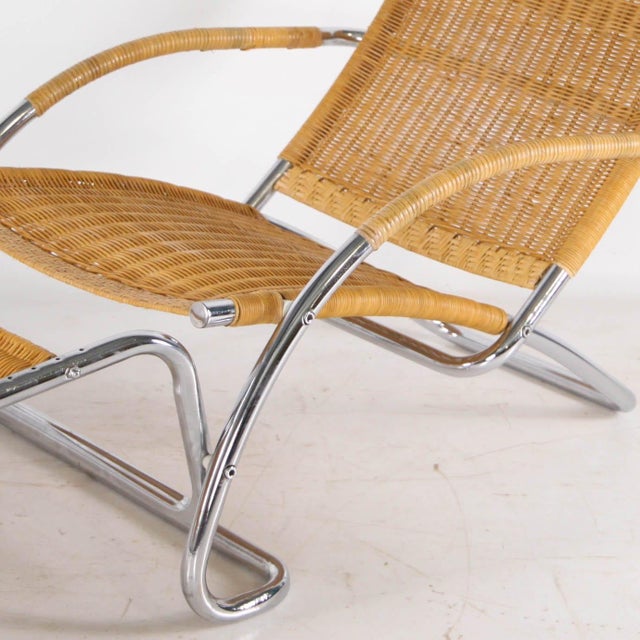 Wicker and Chrome Chaise Longue, 1970s For Sale - Image 14 of 17