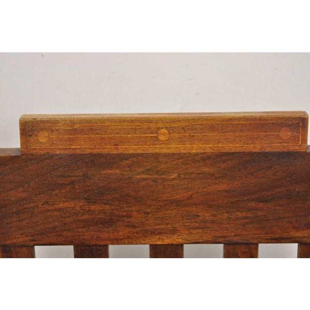 Early 1900s Antique Mahogany Edwardian Mechanical Reclining Morris Chair With Pencil Inlay For Sale In Philadelphia - Image 6 of 12