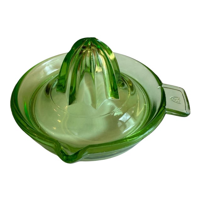 Vintage Uranium Green Glass Citrus Juicer For Sale