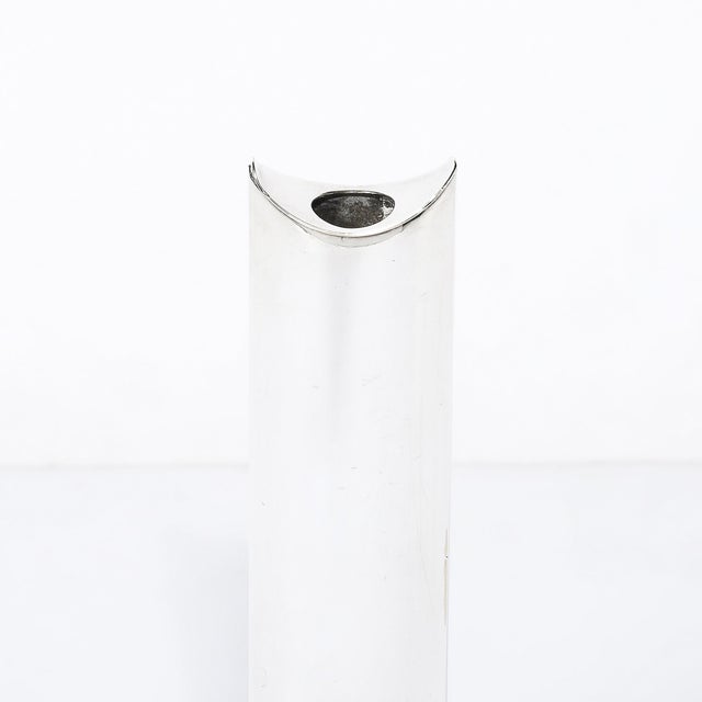 Mid-Century Modernist Silver Plated "Giselle" Bud Vase Signed Sabbatini For Sale - Image 4 of 11