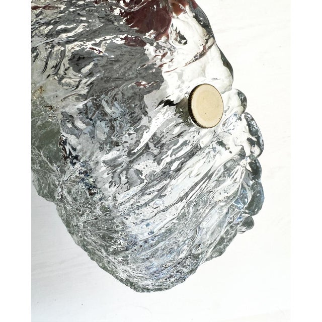 Textured Ice Glass Flush Mount Ceiling Lamp from Kaiser Leuchten, 1960s For Sale - Image 9 of 14