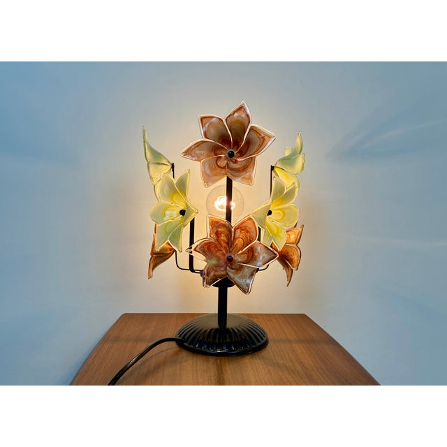Vintage Italian Murano Style Floral Table Lamp For Sale - Image 12 of 16