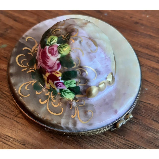 French Limoges Hat Box Floral Rose For Sale - Image 9 of 9