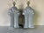 Art Deco 1980's Hollywood Regency Sculptural Gray Ceramic & Lucite Base Table Lamps - a Pair For Sale - Image 3 of 13