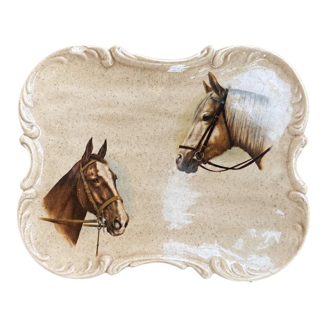 Porcelain Equestrian Tray/Plate With Hand-Painted Horse Portraits For Sale
