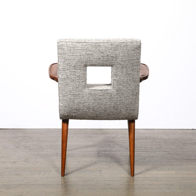 Set of 6 Mid-Century Modern Walnut Cutout Back Arm & Side Chairs by Paul Frankl For Sale - Image 17 of 17