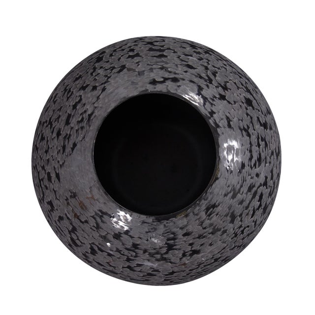 Contemporary Chiseled Texture Black Iron Globe Vase- Small For Sale - Image 3 of 8