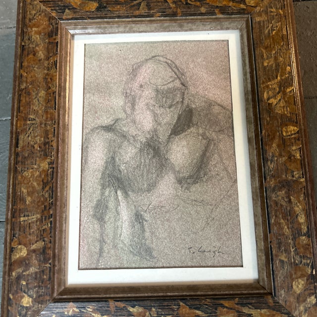 Contemporary Stephen Heigh male nude portrait drawing. Measures 5x7 or 7.25x9.25 framed. Check out my shop Robins Egg...