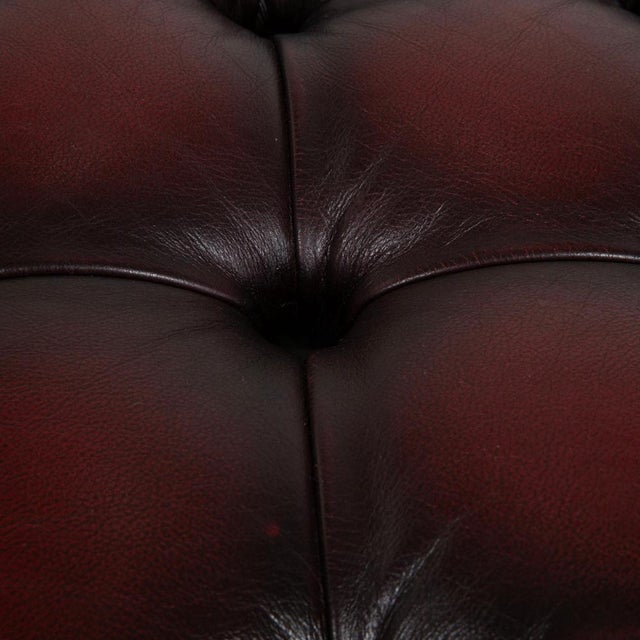 Set of Chesterfield Armchair and Ottoman in Leather and Wood For Sale - Image 9 of 18