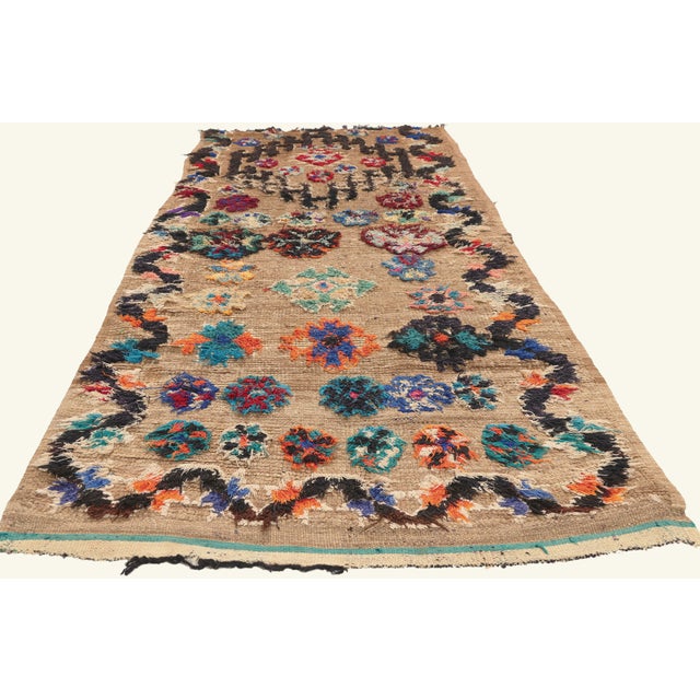 Tribal Vintage Boujad Moroccan Rug, 03'05 X 08'05 For Sale - Image 3 of 10