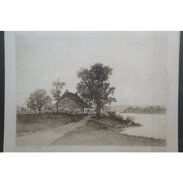 Late 19th Century Antique Louise Howland King Signed Birthplace of George Washington Etching 30" For Sale - Image 5 of 11