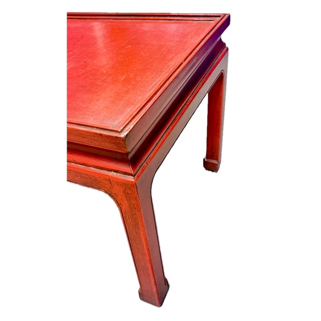 Wood Vintage Red Chinoiserie Style Coffee Table For Sale - Image 7 of 10