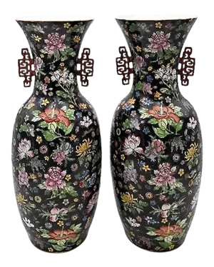 1940s Chinese Famille Rose Vases- a Pair