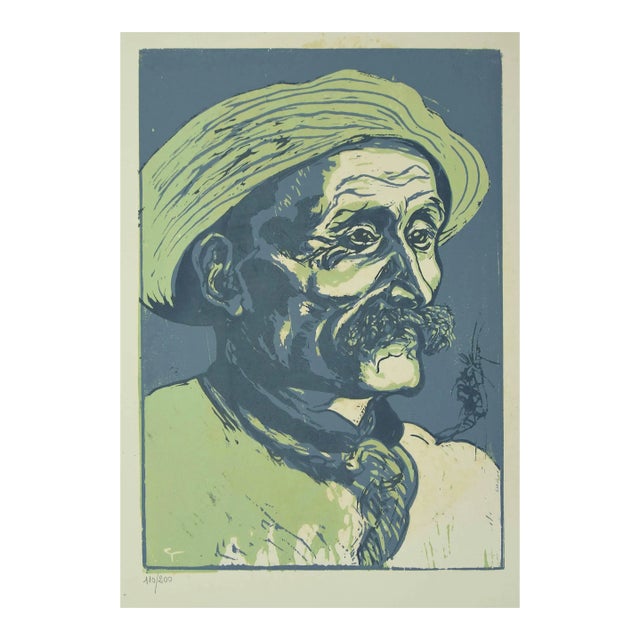 Giuseppe Viviani , Portrait of Old Man , Original Woodcut by Giuseppe Viviani , 1927 For Sale