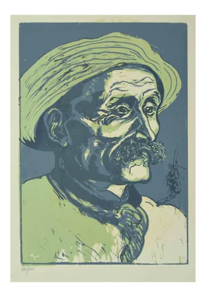 Giuseppe Viviani , Portrait of Old Man , Original Woodcut by Giuseppe Viviani , 1927