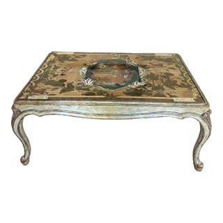 One of a Kind Artist Created Coffee Table With Collaged Top For Sale