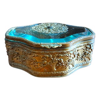 19th Century French Glass and Bronze Jewelry Box For Sale